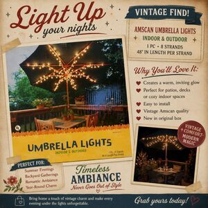 amscan Umbrella Lights Indoor & Outdoor 1 Pc 8 Strands 48" in Length Per Strand